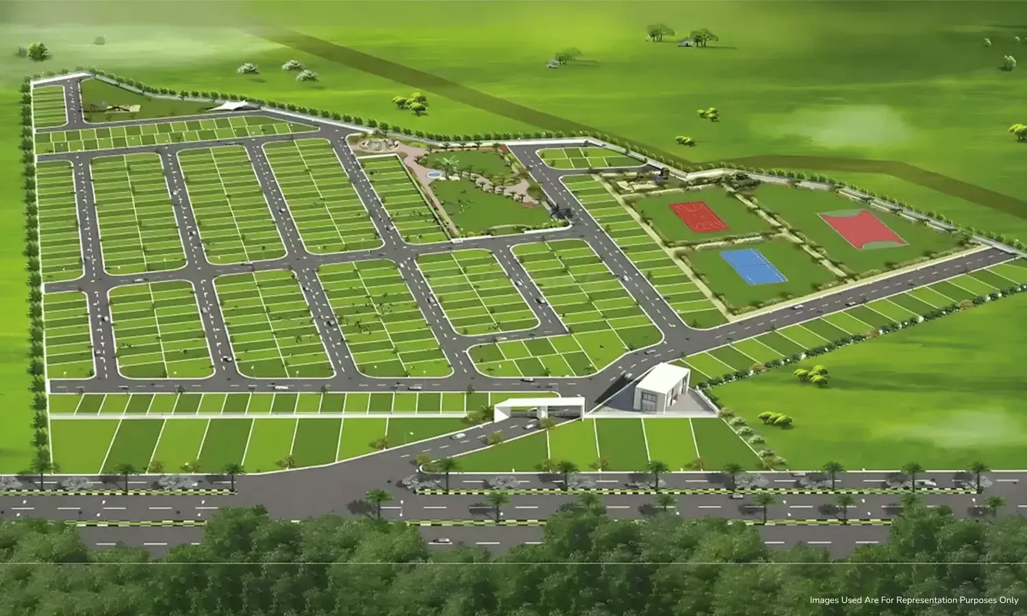 Emerald County aerial view of gated township in Lucknow